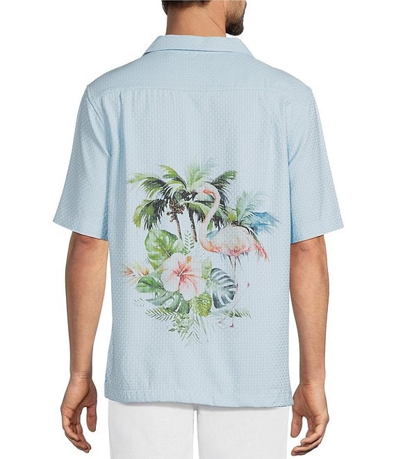 Caribbean Dobby Print Short Sleeve Woven Camp Shirt