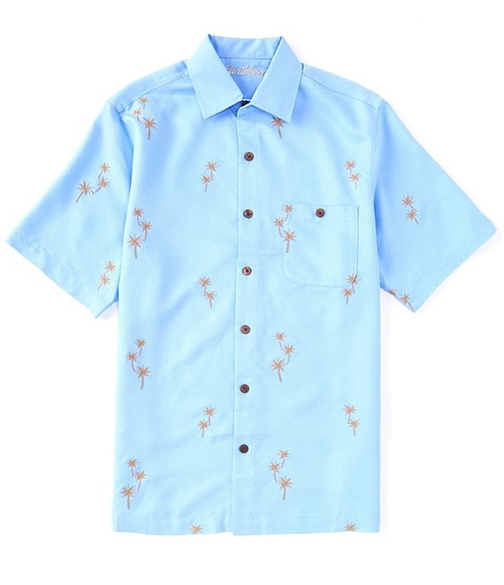 Caribbean Embroidered Light Blue Short Sleeve Woven Shirt | Dillard's