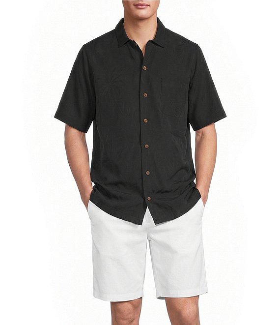 Caribbean Solid Jacquard Short Sleeve Woven Shirt