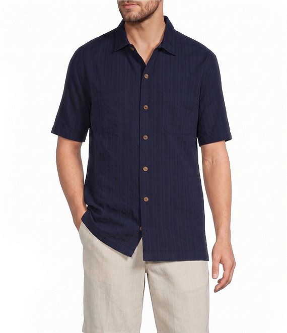 Caribbean Solid Short Sleeve Woven Shirt