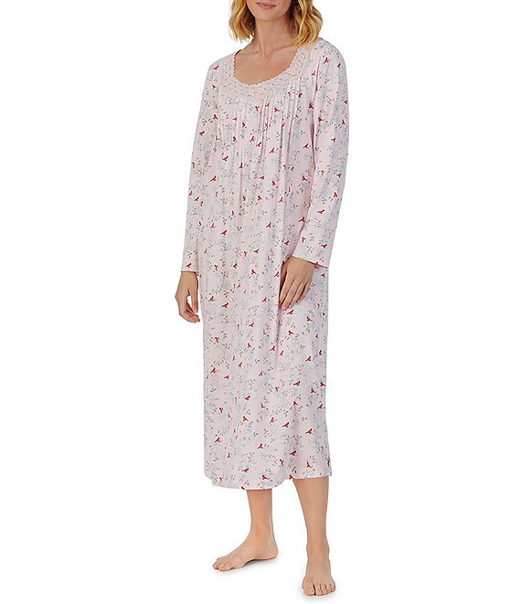 Carole Hochman Long Sleeve Allover Print Jersey Knit Long Nightgown ...