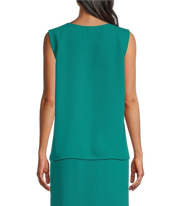 Caroline Rose Matte Crepe Scoop Neck Sleeveless Tank Top | Dillard's