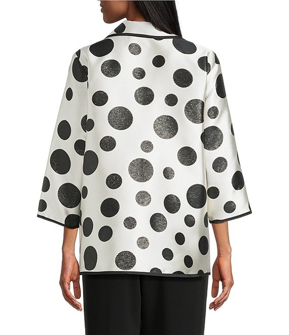 Caroline Rose Graphic Dot Jacquard Spread Collar 3/4 Sleeve Open