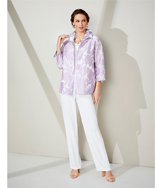 Caroline Rose Matte Crepe Pull-On Straight Leg Coordinating Pants