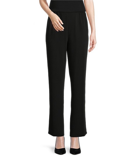 Caroline Rose Matte Crepe Pull-On Straight Leg Coordinating Pants