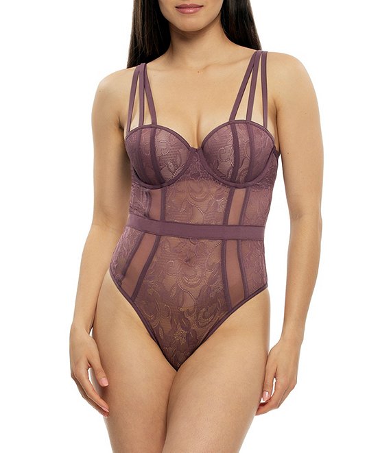 Cassandra Anika Lace Sweetheart Neck Contour Cup Strappy Bodysuit