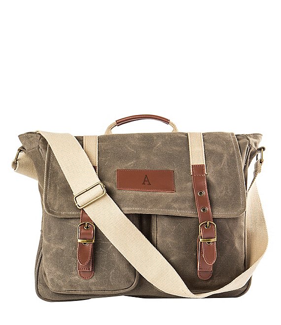 Cathy S Concepts Initial Canvas Green Messenger Bag