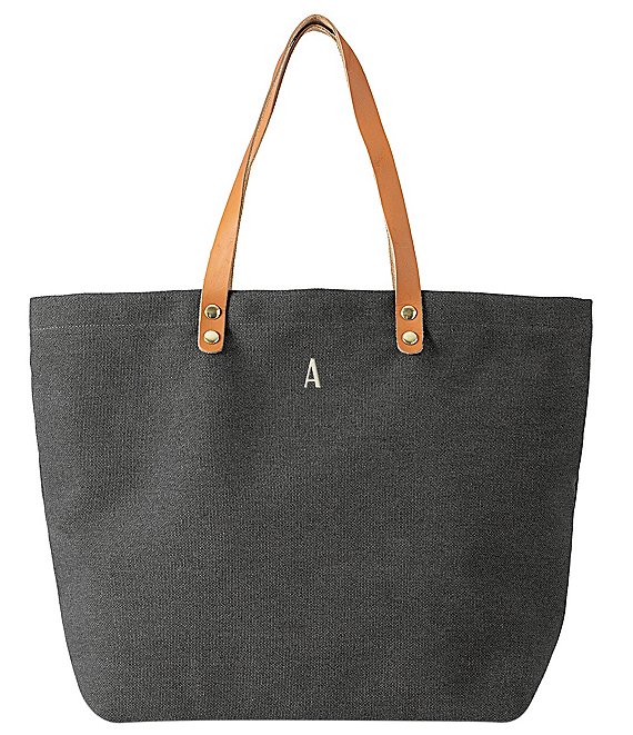 Cathy S Concepts Personalized Black Canvas Tote With Leather Handles Cathy S Concepts Personalized Black Canvas Tote With Leather Handles Dillard