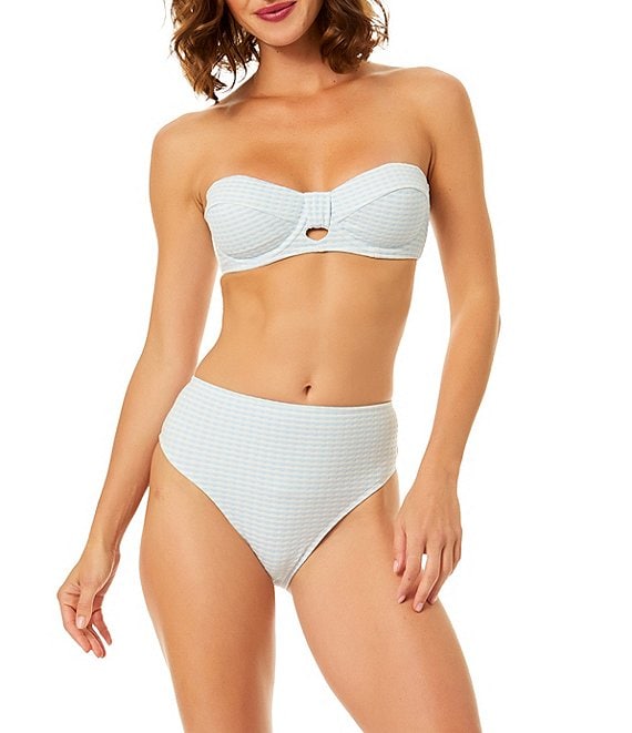 CeCe Checkered Charm Underwire Bra Bandeau Swim Top & Checkered Charm Low-Rise Hipster Swim Bottom