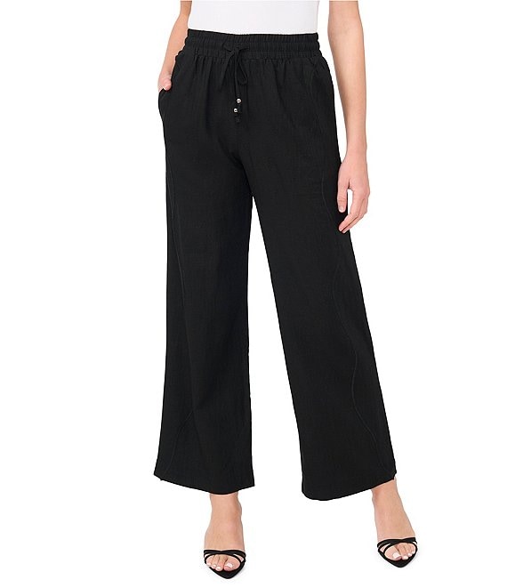 CeCe Elastic Tie Waist Wide Leg Pants