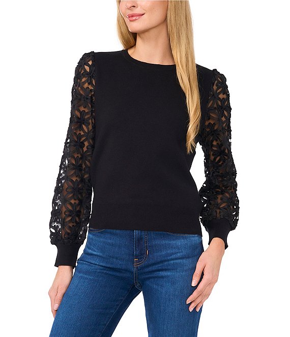 New Rebecca Taylor Lace Bell Sleeve hot Sweater