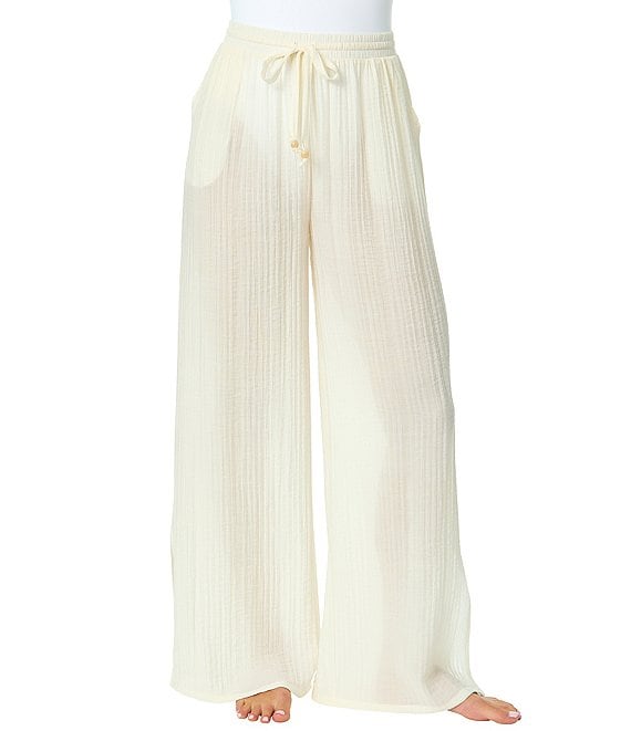 CeCe Line Blend Side Slit Pull-On Swim Cover-Up Pants