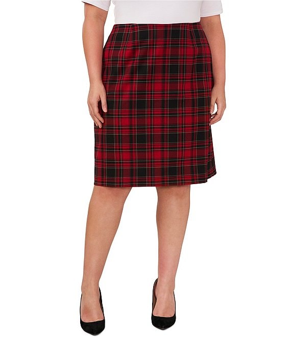 CeCe Plus Size Plaid Skirt | Dillard's