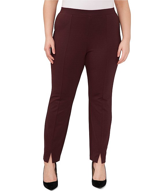 CeCe Plus Size Split Cuff Straight Ponte Pants | Dillard's