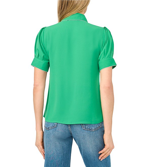 トップス C.E CeCe Short Sleeve Scallop Button Front Shirt | Dillard's