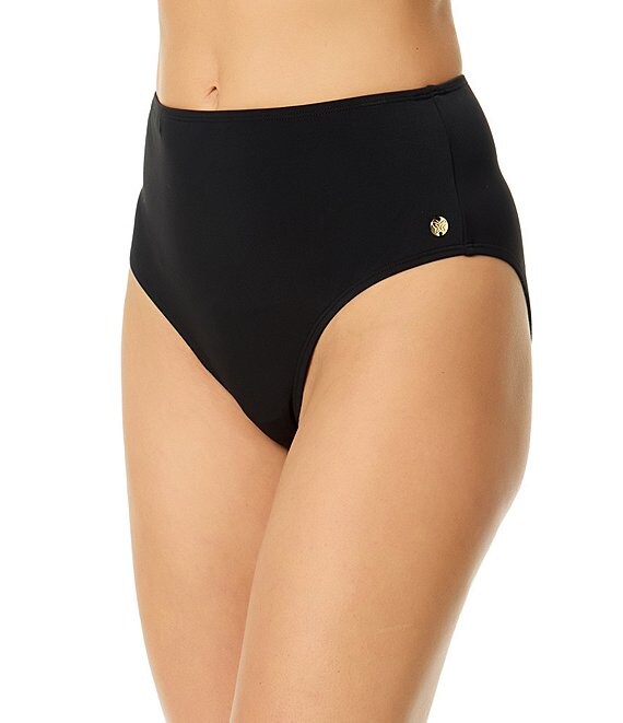 Cece Solid Full Coverage High Waist Swim Bottom