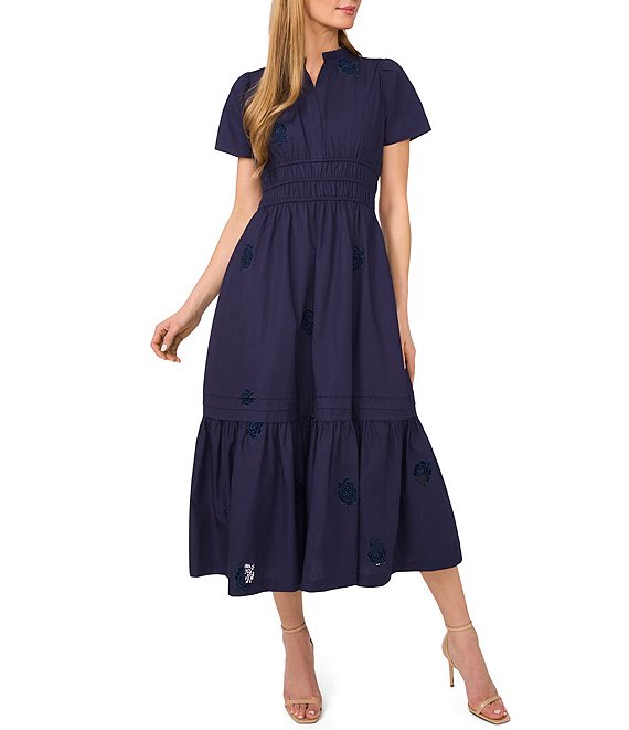 CeCe V-Neck Short Sleeve V Neck Midi Dress