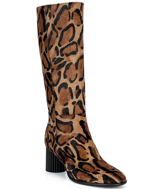 Cecelia New York Olga Tall Leopard Animal Print Block Heel Boots