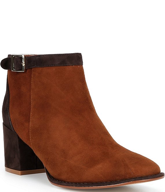 Cecelia New York Two Tone Suede Buckle Booties
