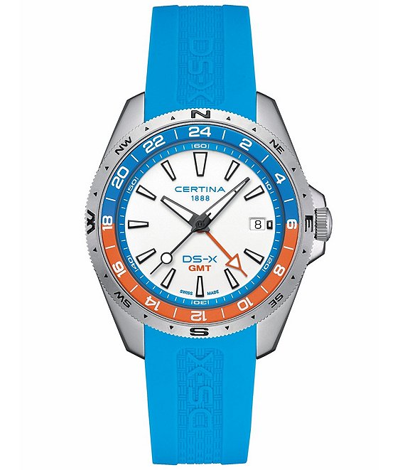 Certina Men's DS-X GMT Quartz Analog Rubber Strap Watch