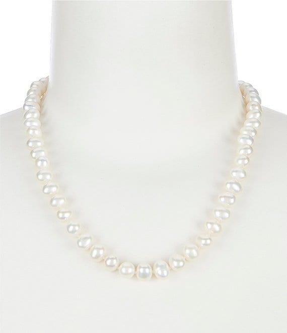 Color:White - Image 1 - 8mm Fresh Water Pearl Collar Necklace