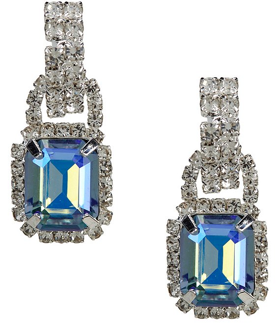 Cezanne Aruba Blue Square Drop Hoop Earrings