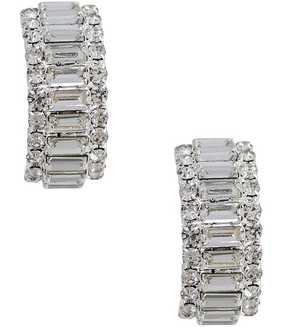 Cezanne Baguette Pave Hoop Earrings