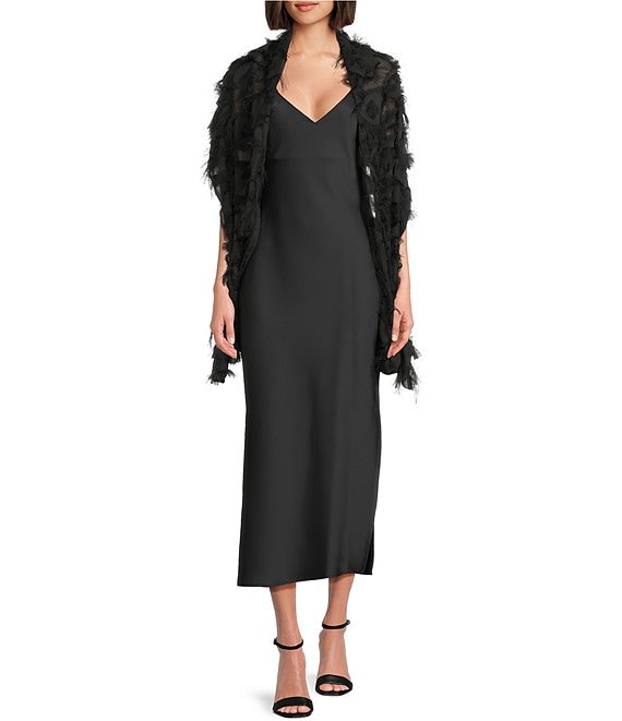 Cezanne Black Feathered Scarf Wrap