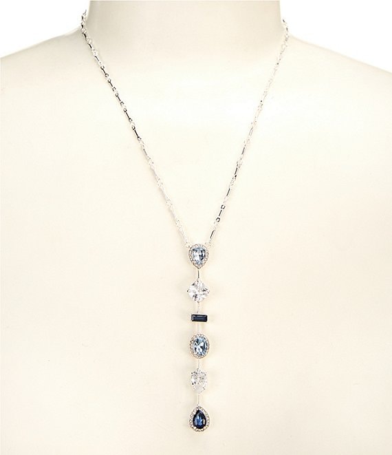 Cezanne Blue Multi Stone Linear Short Strand Y Necklace