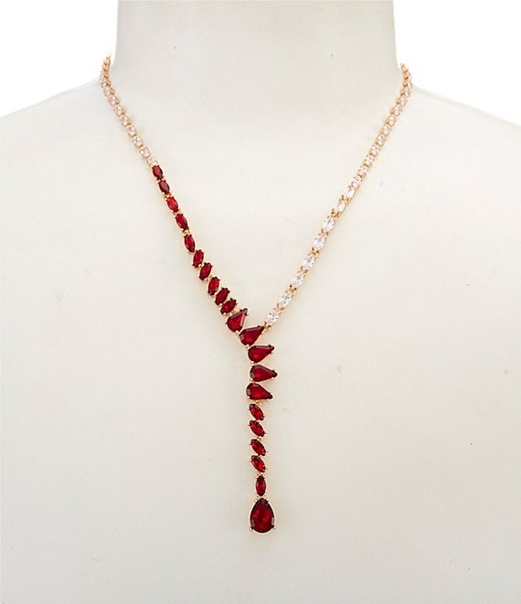 Cezanne Crystal CZ & Siam Stone Short Y-Necklace