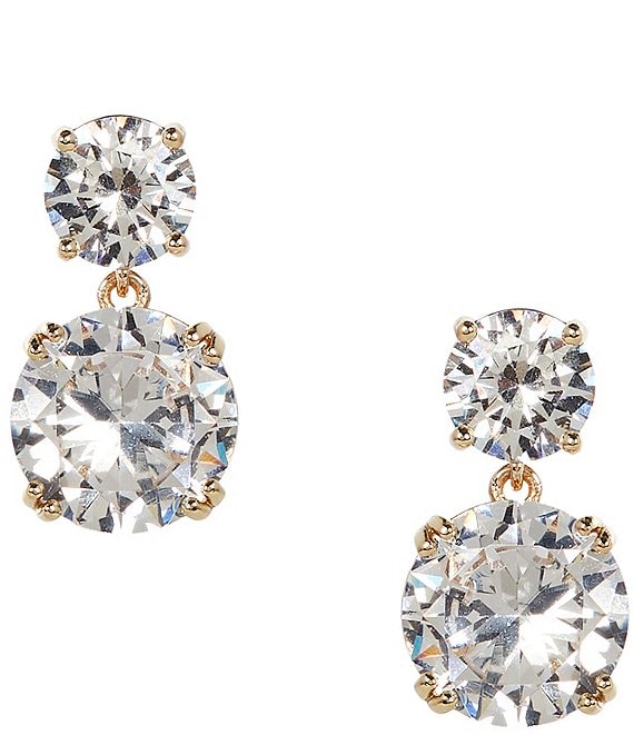 Cezanne Crystal CZ Double Round Stone Drop Earrings