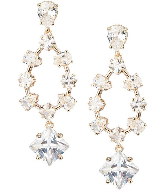 Cezanne Crystal CZ Mult Stone Open Teardrop Drop Earrings
