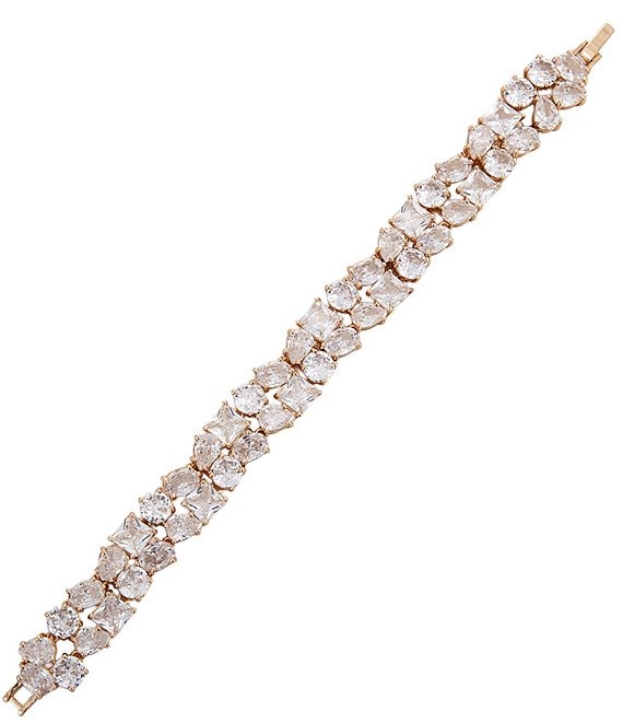 Cezanne Crystal CZ Multi Shape Two Row Line Bracelet
