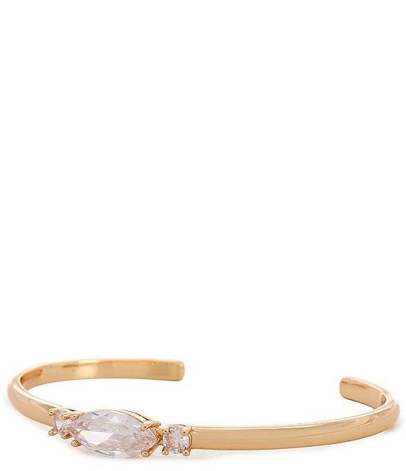 Cezanne Crystal CZ Navette Stone Delicate Wire Cuff Bracelet
