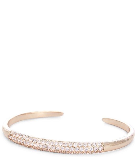 Cezanne Crystal CZ Pave Delicate Metal Cuff Bracelet