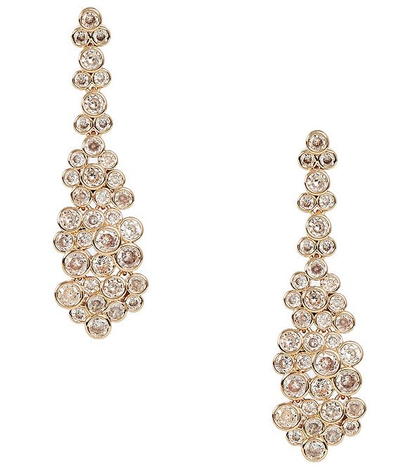 Cezanne Crystal CZ Round Stone Cluster Drop Earrings