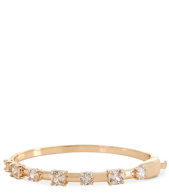 Cezanne Crystal CZ Stone Polished Metal Bangle Bracelet