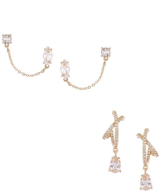 Cezanne Crystal CZ Stone Stud & Hoop Earring Set