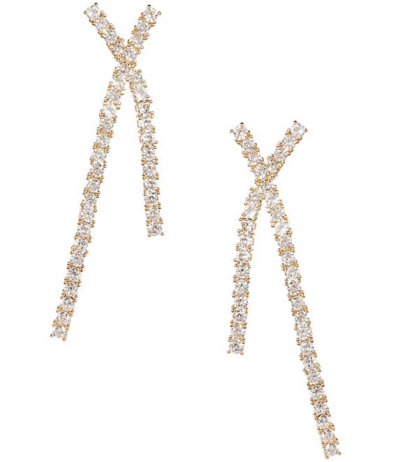 Cezanne Crystal CZ Stone X Drop Earrings