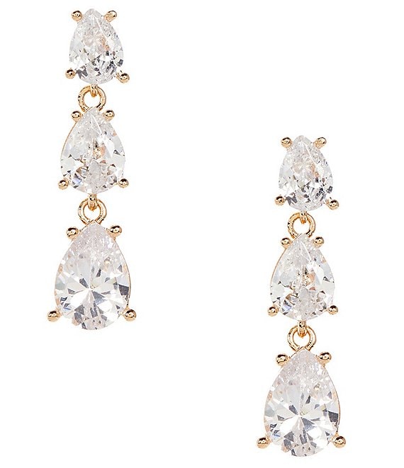 Cezanne Crystal CZ Teardrop Graduating Stone Drop Earrings