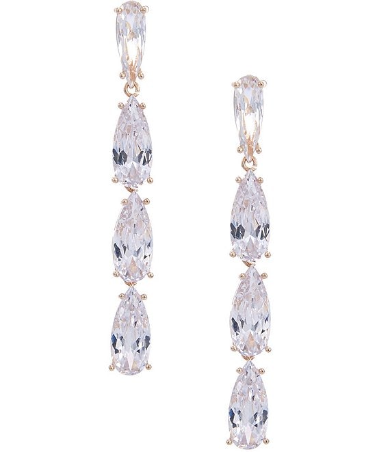 Cezanne Crystal CZ Teardrop Stone Linear Earrings