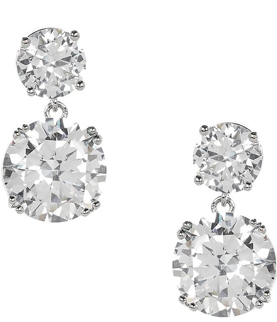 Cezanne Crystal Double Round Stone Drop Earrings