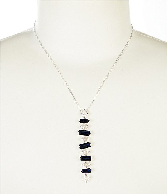 Cezanne Crystal Oval & Montana Rectangle Stone Y Necklace