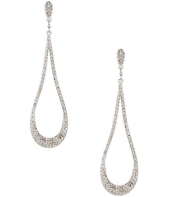 Cezanne Crystal Pave Elongated Open Teardrop Drop Earrings