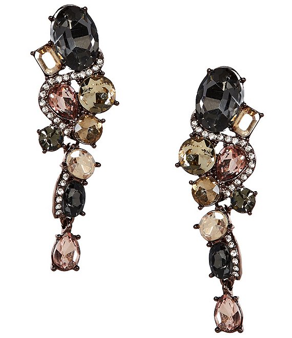 Cezanne Crystal Pave Swirl Multi Color Stone Drop Earrings