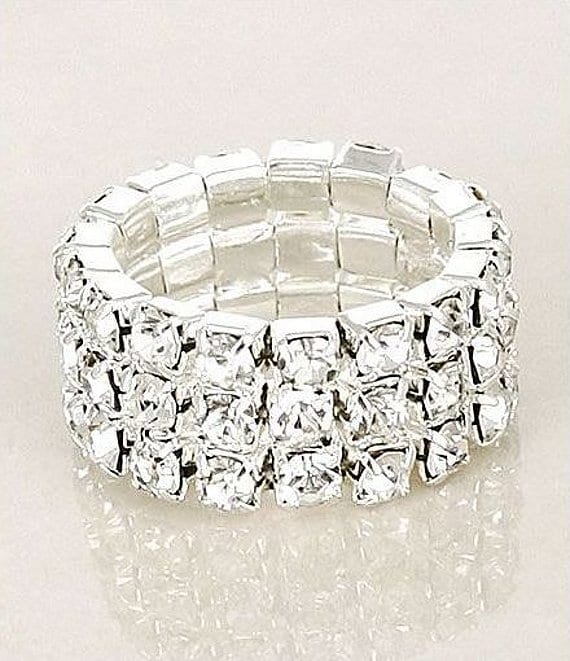Color:Silver - Image 1 - Crystal Stretch Ring