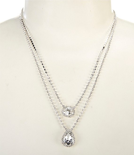 Cezanne Duo Pendant Short Multi Strand Necklace
