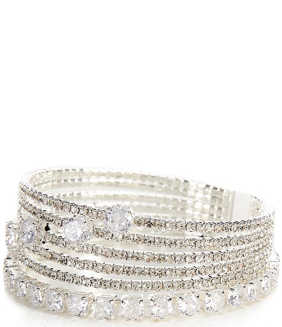 Cezanne Illusion Rows Rhinestone Cuff Bracelet