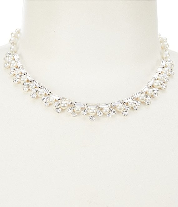 Pearl and sale crystal statement necklace