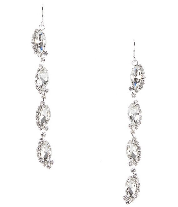 Color:Silver - Image 1 - Marquise Linear Earrings